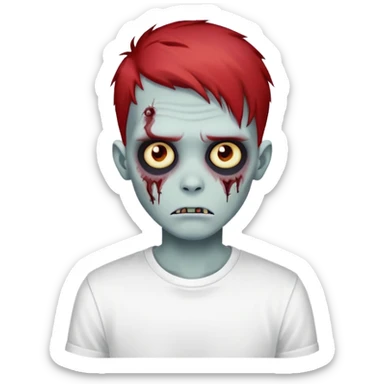 zombie boy with emo red hair and white shirt  sticker