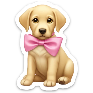 Yellow Labrador retriever puppy with pink bow sticker