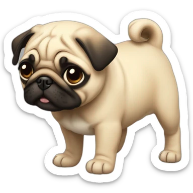 Puppy Pug saying Claven Rwawawa Rwawawa Rawp Rwap Rwap Claven sticker