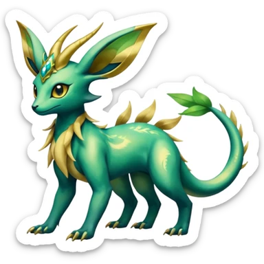 Shiny Iridescent Helioptile-Salandit-Leafeon-Fakémon-hybrid-creature (full body)  sticker