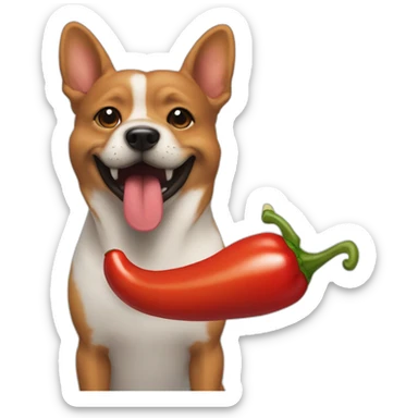 Chili the dog with a pepper in the mouth sticker