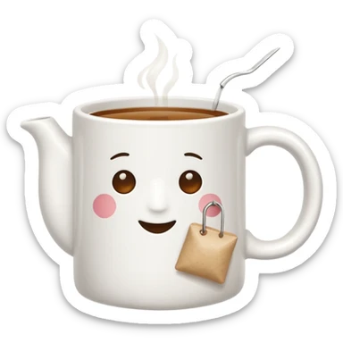 white mug with a tea bag sticker