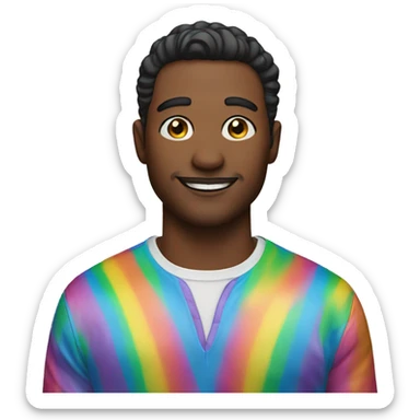 Man with a rainbow shirt and makeup sticker