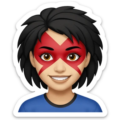 A black hair teen supporter with bold full-face paint, smiling with fierce team spirit. sticker