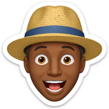 homme créole réunionnais  étonné  bouche ouverte avec chapeau sticker