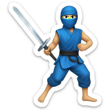 ninja,barefoot,blue-sleeveless-outfit,blue-ninja-mask,running,slashing-sword,nintendo-entertainment-system sticker