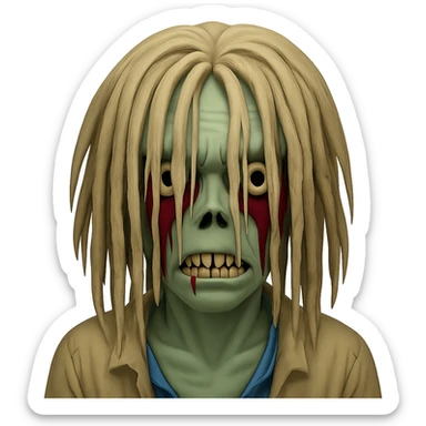 Make the dreads shorter and covering the face, keep the background transparent. The style should maintain the original look of the image. sticker