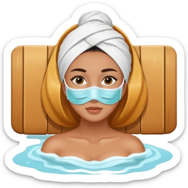 Lady with face mask spa beauty full face relaxing sticker