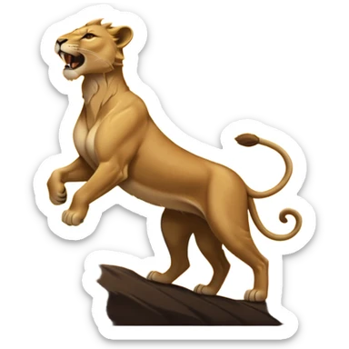 a lioness's silhouette roaring sticker