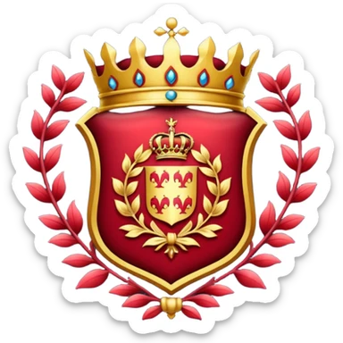 Royal crest (mainly red) sticker