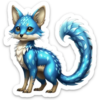 Feral Rare Fantasy cool handsome badass  sparkly shiny Vernid-Trico-species by LiLaiRa, random markings, tufted tail, tufted ears, full body sticker