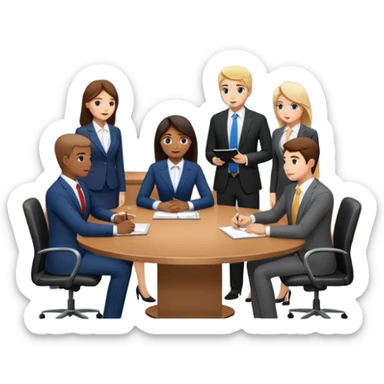 a group of coworkers in meeting room sticker