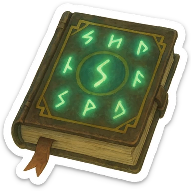 enchanted book with glowing runes, soft painterly look, magical and mysterious, no background sticker