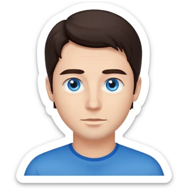 homme yeux bleu azur cheveux brun foncé sticker