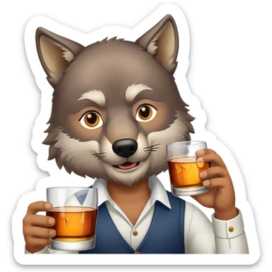 daddy wolf drinking a glass of whiskey sticker