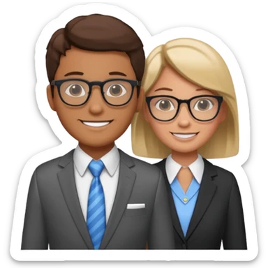 i need an image of a man named clyde who provides basic credit reports. his girlfriend bonny is abind market analyst sticker