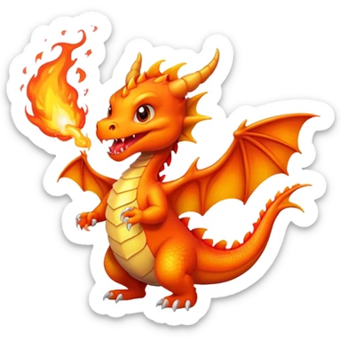 Cute dragon spit fire sticker