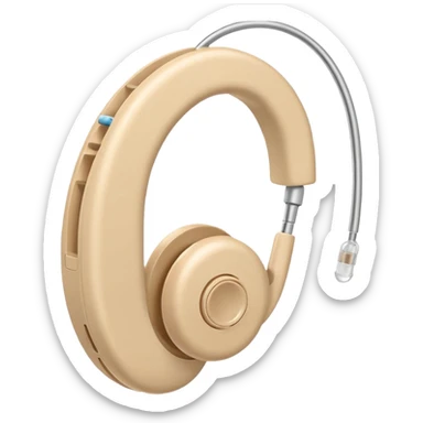 Telinga aid, hearing aid color beinge tapi earmold color white  sticker