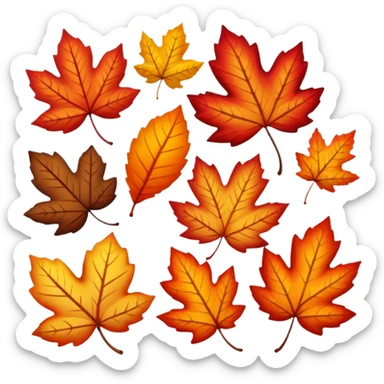 3 Red-orange-yellow-brown-gradients autumn leaves sticker