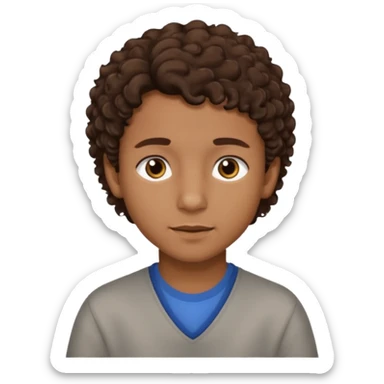 Menino de pele morena de olho castanho meio preto e cabelo cacheados mais nem tanto sticker