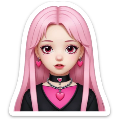BLACKPINK-inspired gothic clothes ,  hearts, black and pink, cute,  sticker
