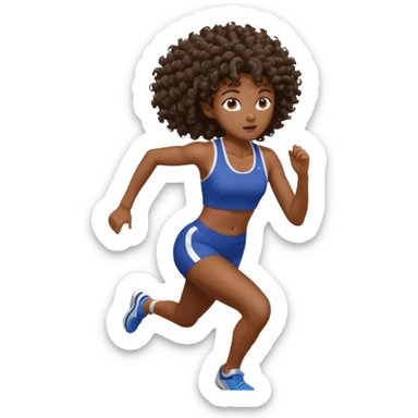 Treino de corrida mulher morena de cabelos cacheados caindo nas costas sticker