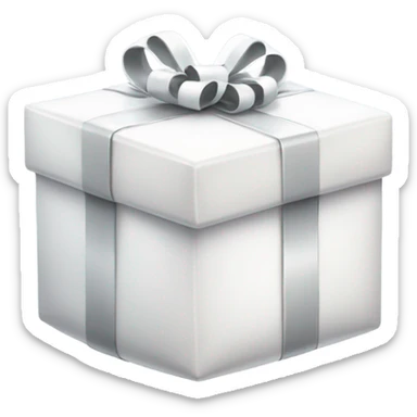 white gift box with white ribbon sticker