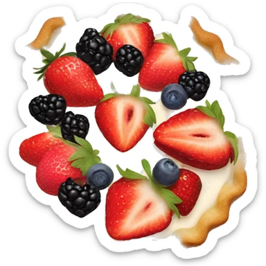 Make an emoji of a fruit tart with strawberries, blueberries and blackberries sticker