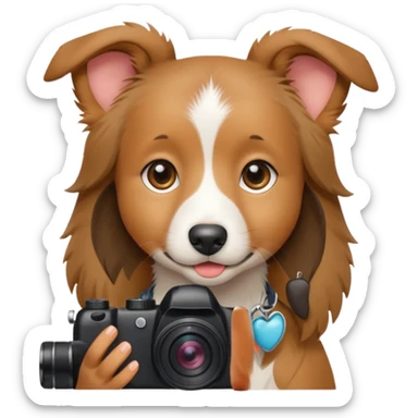 Cute collie puppy posing for a gorgeous Latina photographer  sticker