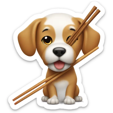 Dog getting picked up by chopsticks  sticker