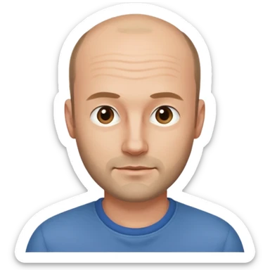 man mid 30's casual clothes balding hairline sticker