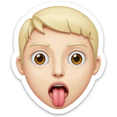 both eyes wide open with tongue stucking out sticker