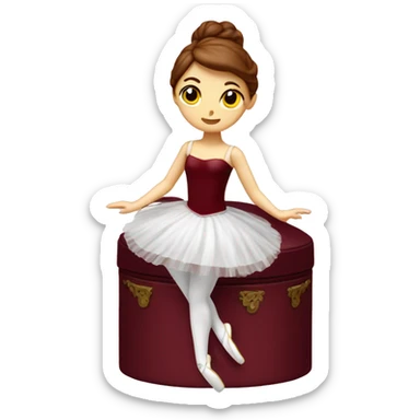 burgundy music box with white ballerina standing back sticker