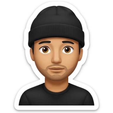 Hispanic man with black beanie hat pulled down over eyes sticker