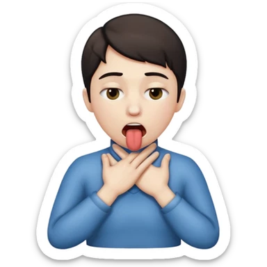 criss cross hands around throat choking self emoji tongue out with eyes shut sticker