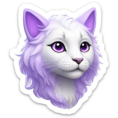 Kawaii colorful bright lilac and white fantasy ethereal anthro feline fursona animal creature sticker