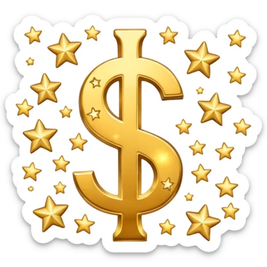 united states dollar sign with stars and hearts and sparkles sticker