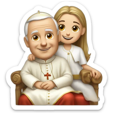 Pope John Paul the second with small girl on his laps sticker