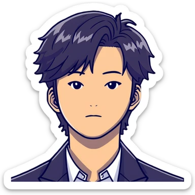 Handsome K-pop male idol face with stylish hair sticker