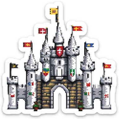 medieval castle with flags sticker