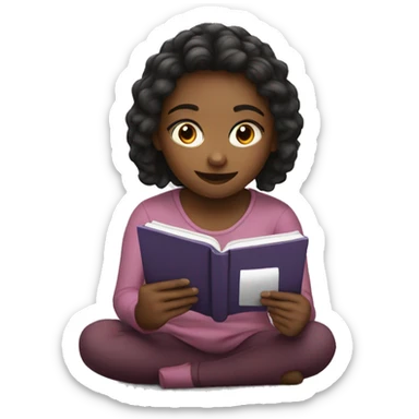 A girl reading a kindle sticker