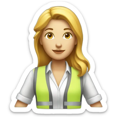 woman architect in vest holding blueprints sticker