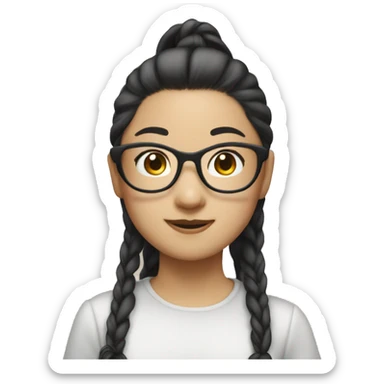 asian girl wearing clear glasses and a high pony tail sticker