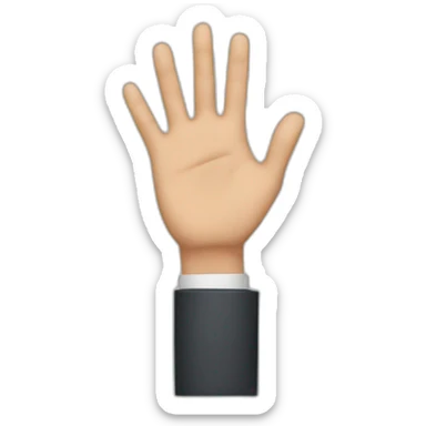 Man showing his hand towards right side sticker