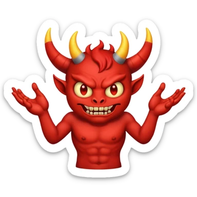 A demon with 2 hands one hand has a 9 on top and the other hand has a 9 on top  sticker