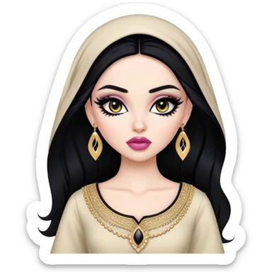 arabian, pretty lips, clothes, pale skin,  dark bl, pretty bratz baddie, black eyeliner sticker