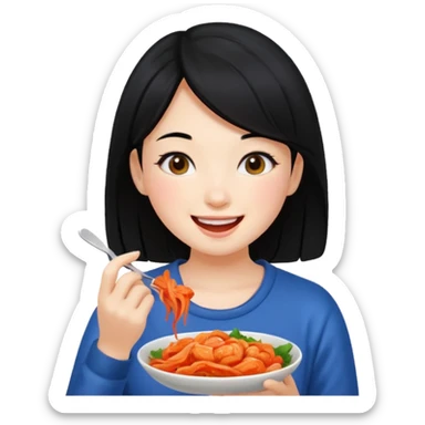 Girl black hair eat kimchi sticker