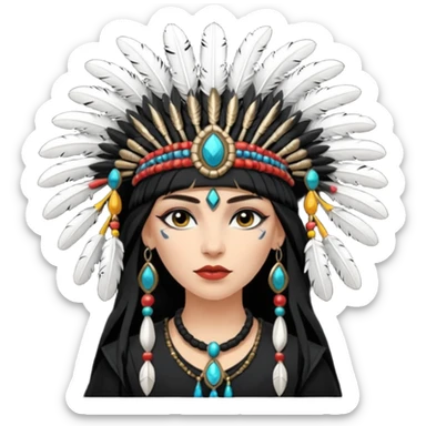 white shaman woman black clothes black accesories  sticker