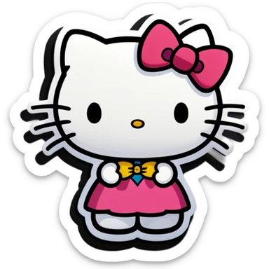 Baddie wearing hello kitty bow bald sticker