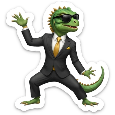 capitalist iguana banker godfather with black sunglasses breakdance no problem sticker